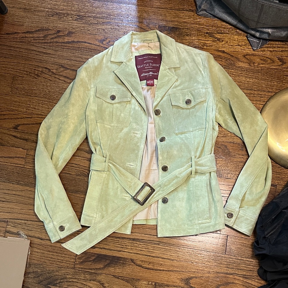 Eddie Bauer Mint Green Seattle Suede Utility Jacket